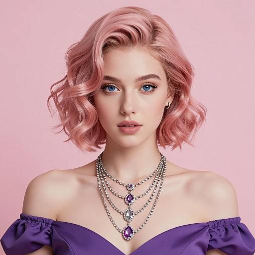 Elegant Portrait of Young Woman in Wig