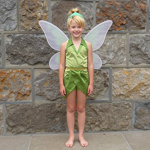 Young girl in Tinkerbell fairy costume