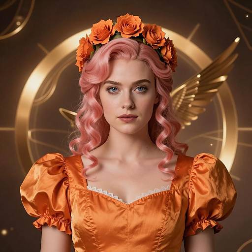 Portrait of Woman in Orange Effie Costume