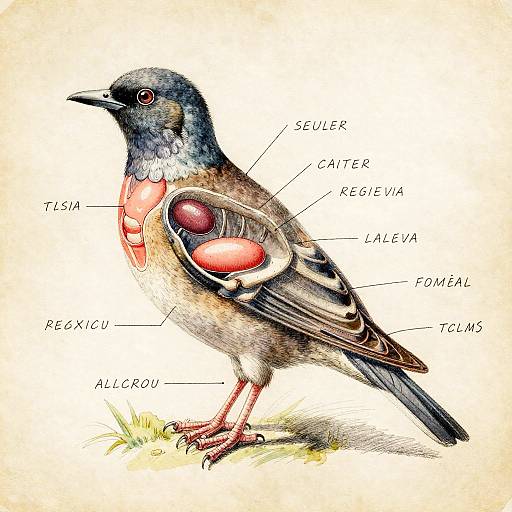 Artistic Bird Anatomy with Reproductive Organs