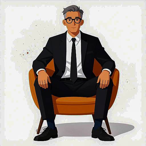 Stylish Man in Mid-Century Orange Chair