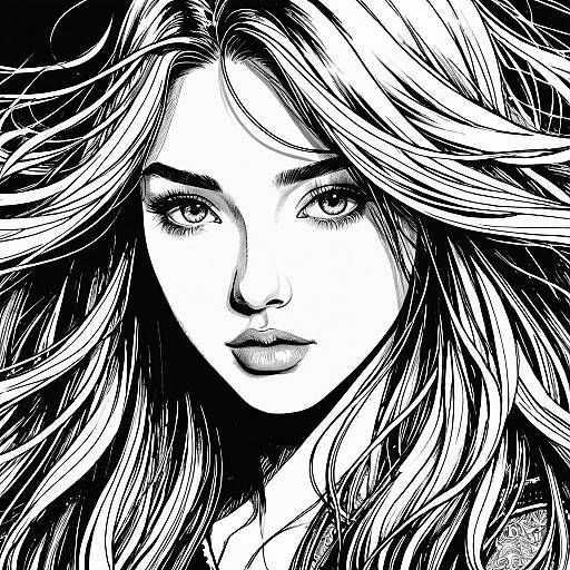 Dynamic High-Contrast Manga Woman Portrait