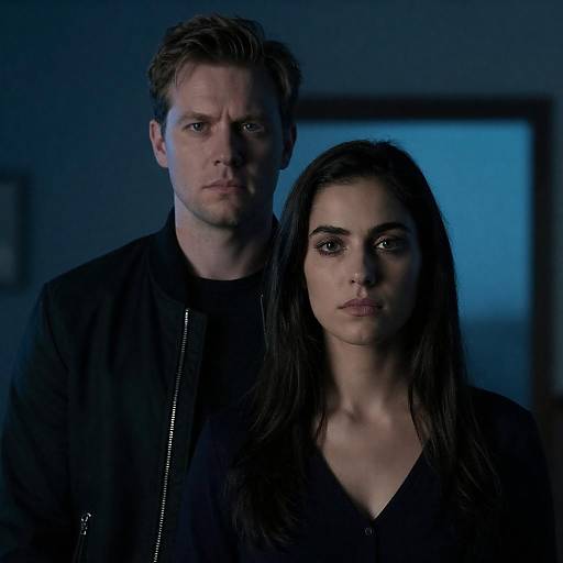 Moody Blue Portrait of Close Couple