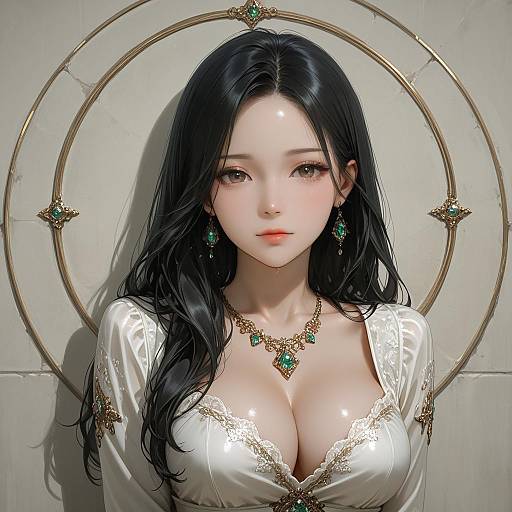 Realistic Portrait of Woman with Jewelry
