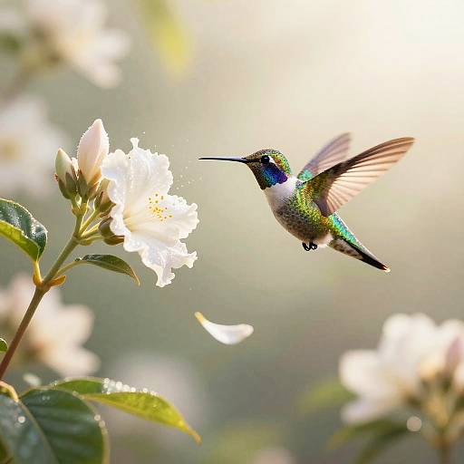 Colorful Hummingbird in Tropical Garden