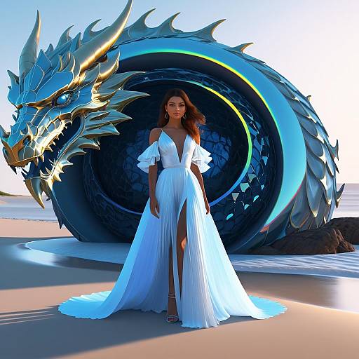 Dragon Skull Beach Fashion Portrait
