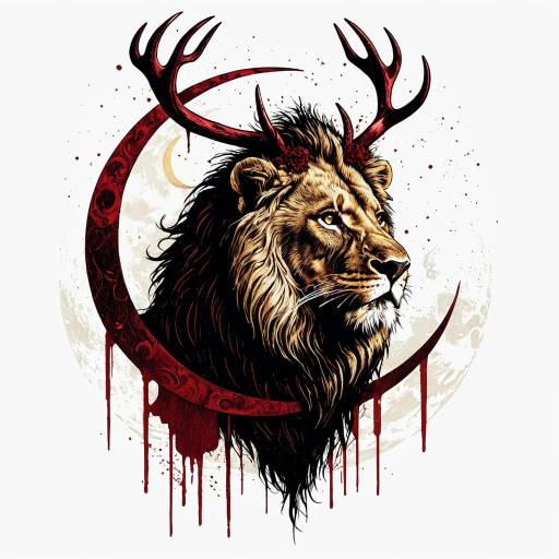Crimson-Laden Lion in Renaissance Style