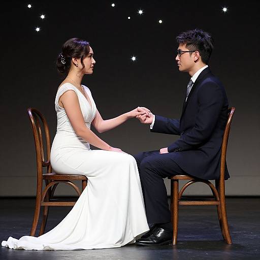 Elegant Couple Holding Hands Under Stars