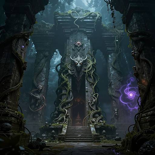 Mythic Beasts Guarding Forgotten Temple