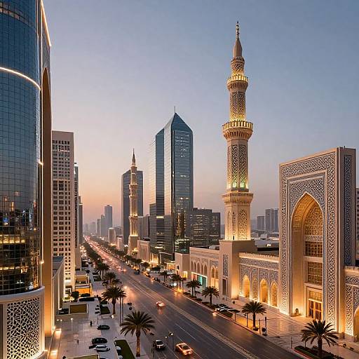 Futuristic Islamic Geometric Cityscape