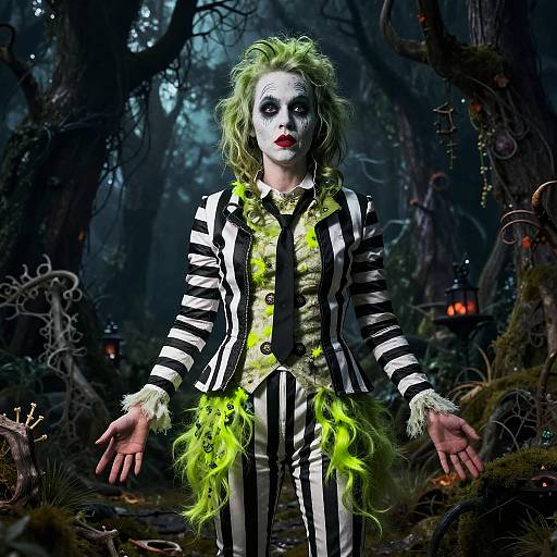 Boebert in Neon Beetlejuice Costume