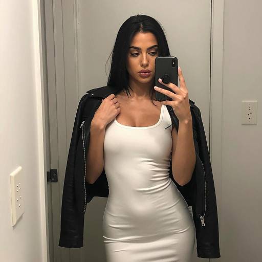 Stylish Woman Takes Mirror Selfie