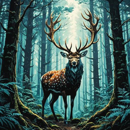 Mystic Stag in Otherworldly Forest Mystic Stag in Otherworldly Forest