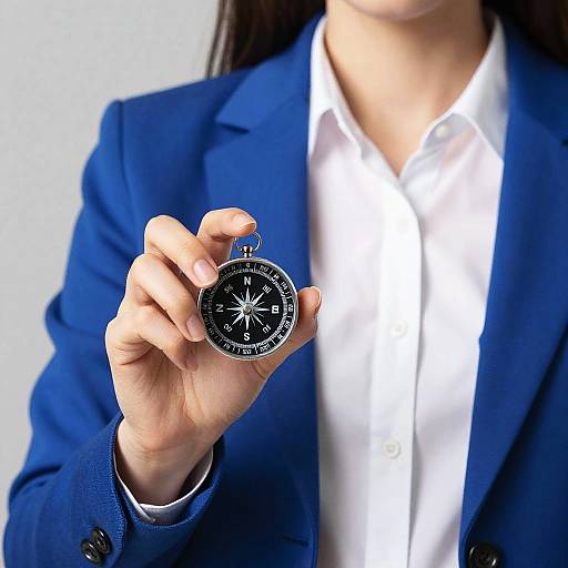 Woman Holding Silver Compass Close-Up