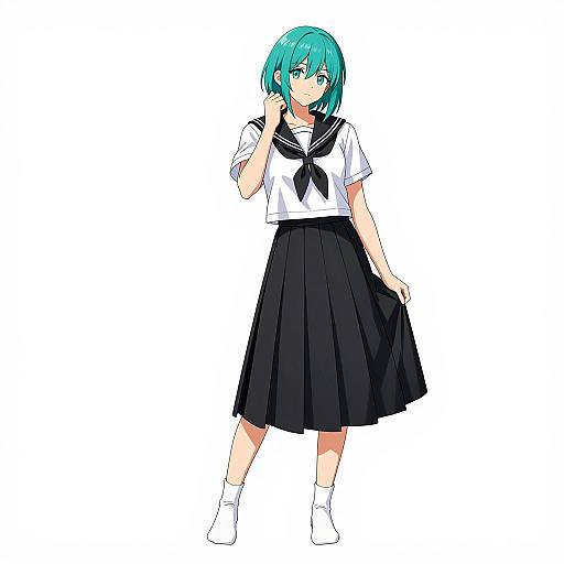 Teen Girl in Sailor School Uniform