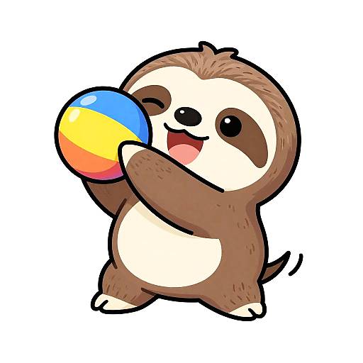 Playful Sloth Cartoon Sticker