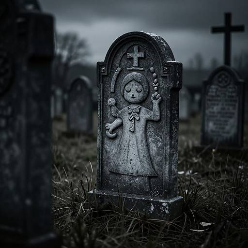 Lovable Gothic Tombstones on Hill