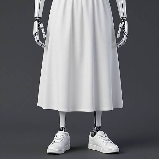 Robotic Man in White Dress