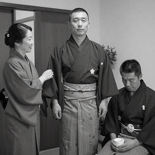 Traditional Japanese Portrait in Black-and-White