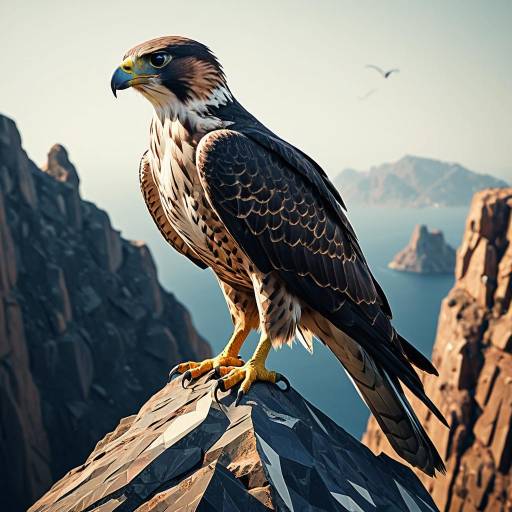 Polygonal Low-Poly Falcon on Cliff Polygonal Low-Poly Falcon on Cliff