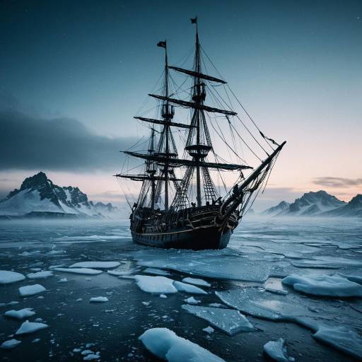 Pirate Ship in Frozen Icy Waters
