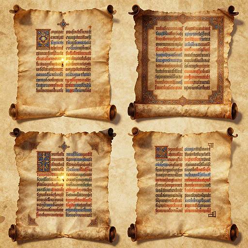 Medieval Illuminated Manuscript Scroll