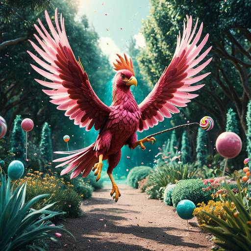 Joyful Phoenix in a Candy Garden
