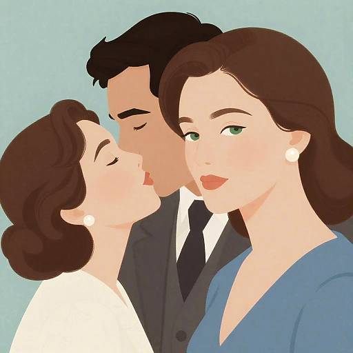 Vintage Illustration of Romantic Couple