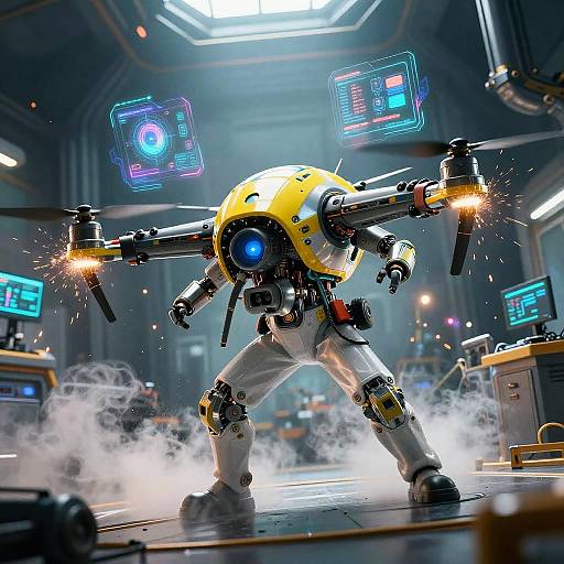 Futuristic Tabby Engineer in Action