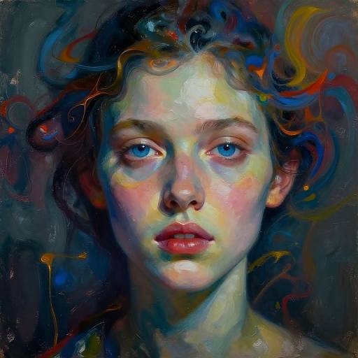 Enigmatic Portrait in Surreal Colors