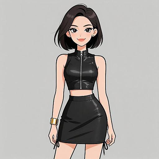 Edgy Woman in Metallic Crop Top