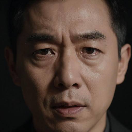 Intense Close-Up of a Middle-Aged Man