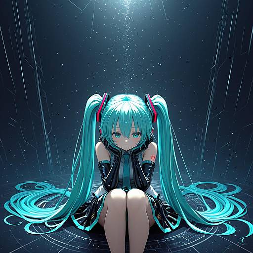 Illustration of Hachune miku, vocaloid in the style of Ishikkoro