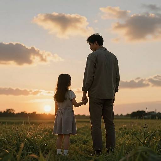 Cinematic Father and Daughter Sunset