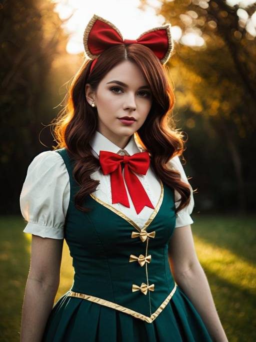 Cosplay Woman in Fraw Bow Costume