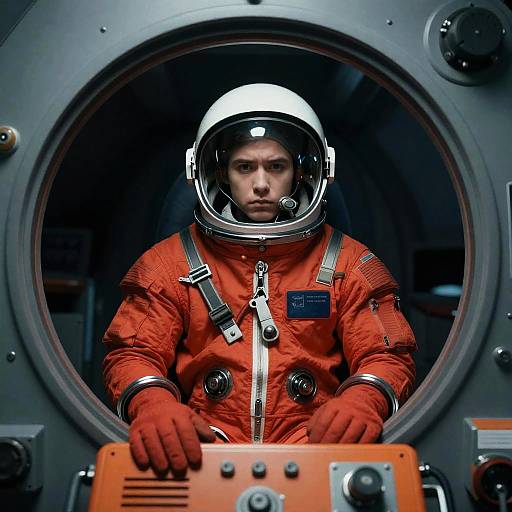 Serious Astronaut in Cockpit Setting