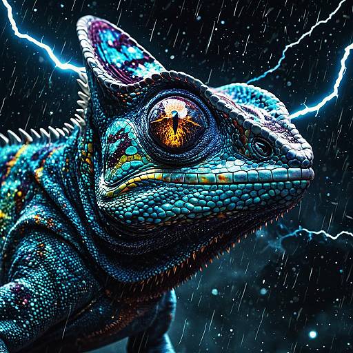 Galactic Chameleon with Lightning Eye