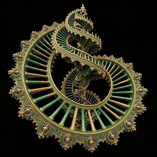 Intricate Fractal Spiral DNA Staircase