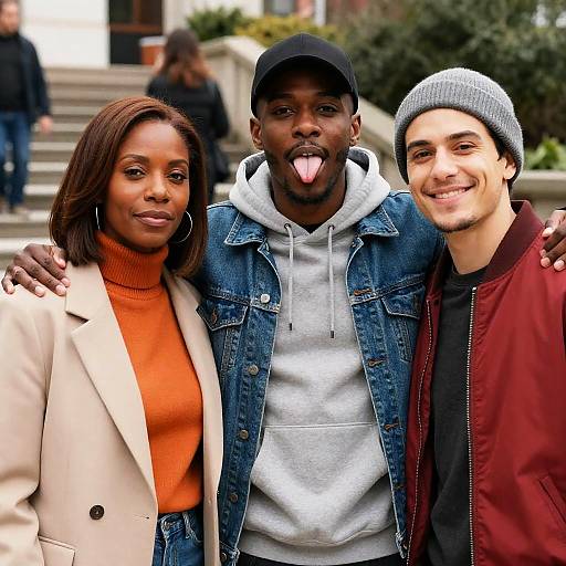 Three Friends Posing Outdoors