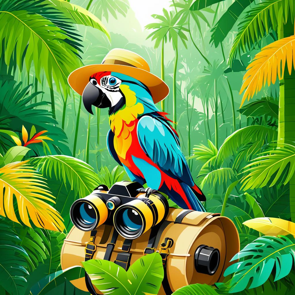 Adventurous Parrot Explorer in Jungle