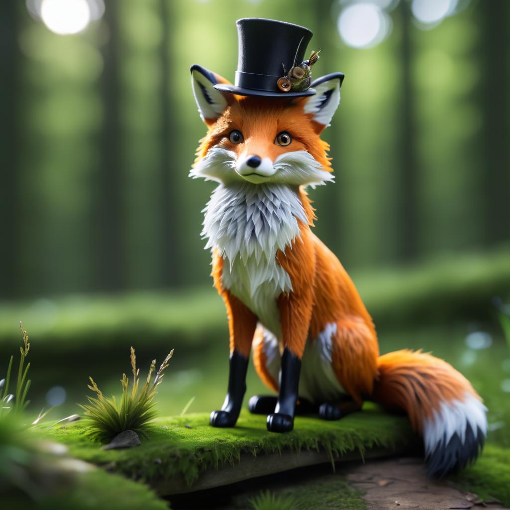 Surreal Fox in Top Hat Footage