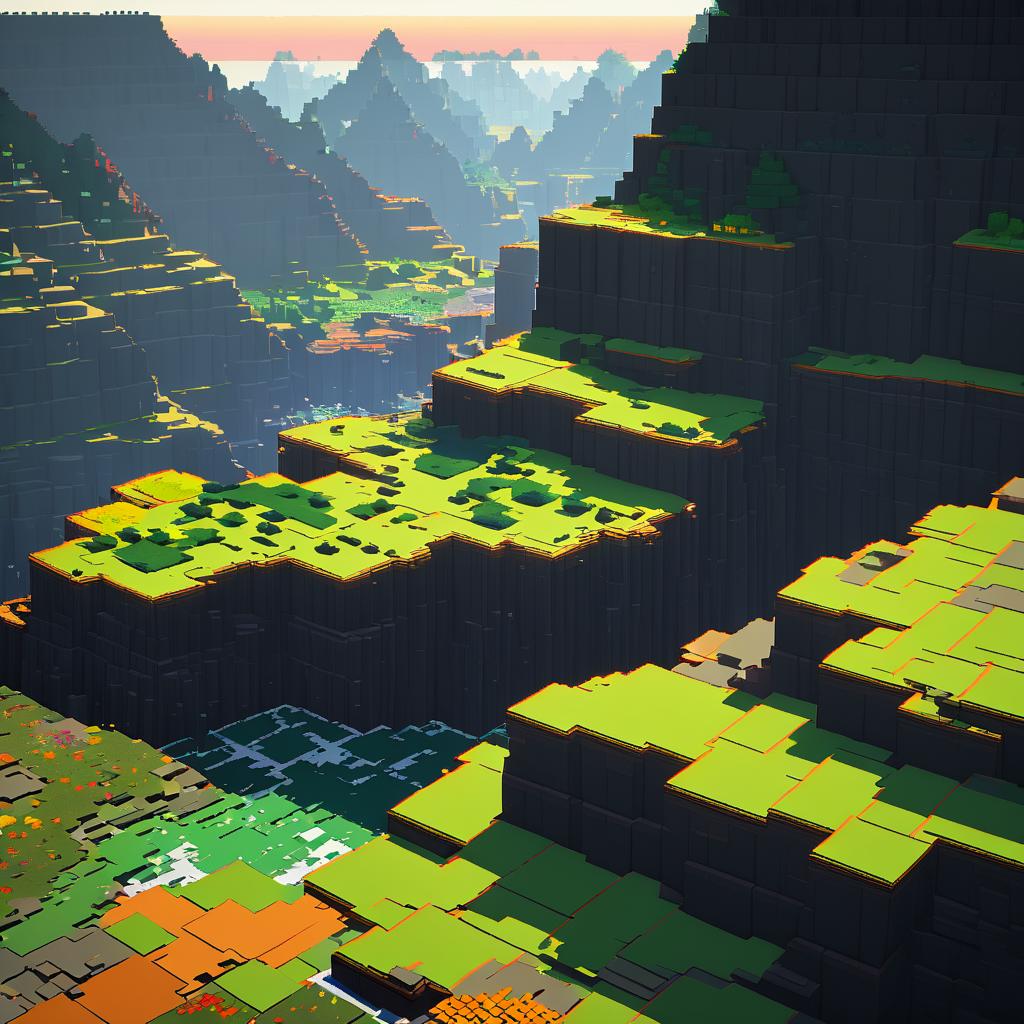 Voxel Cliffs Under Light Rain Shower