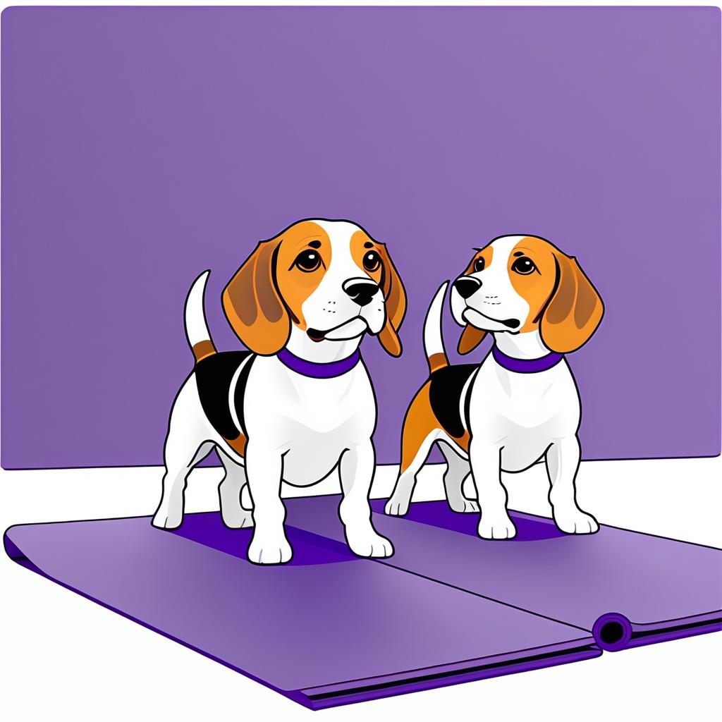 Energetic Beagle Trio in Yoga Pose