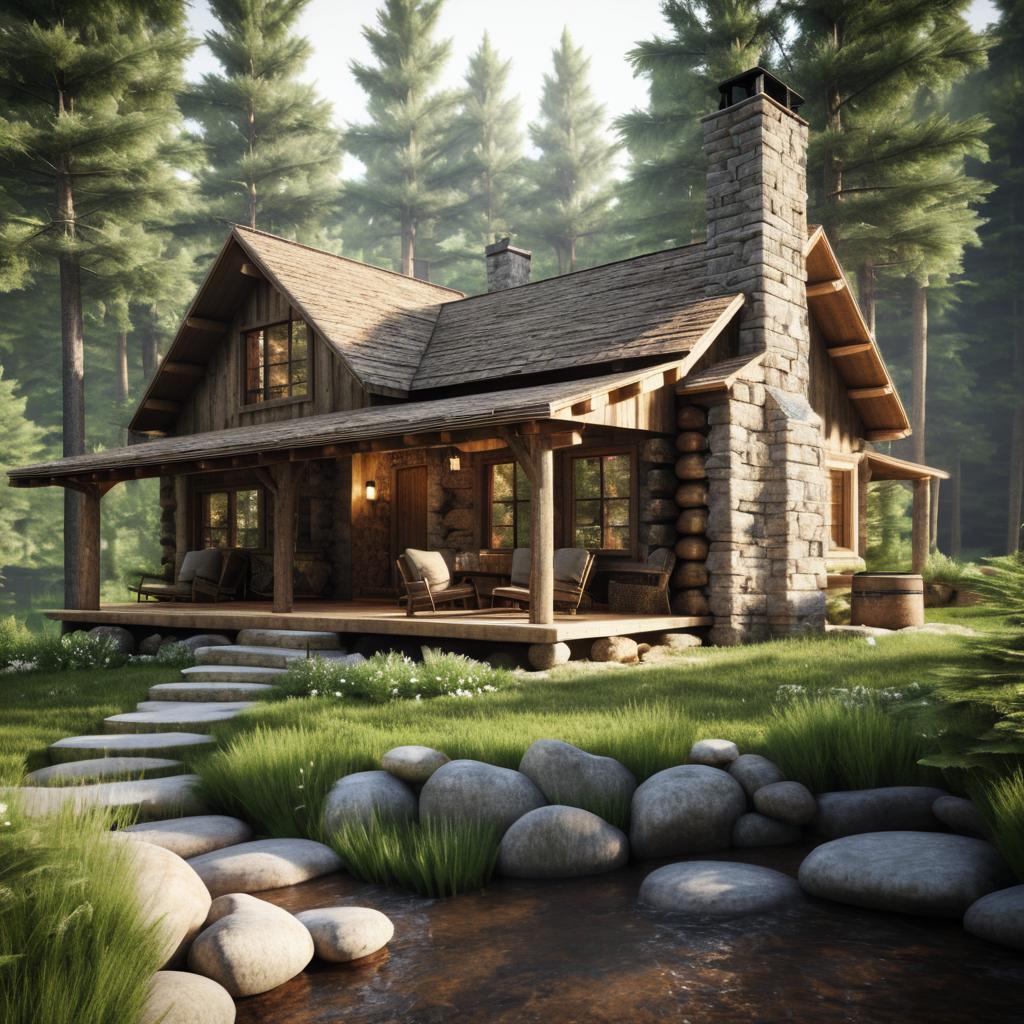 Rustic Cabin in Tranquil Forest Setting