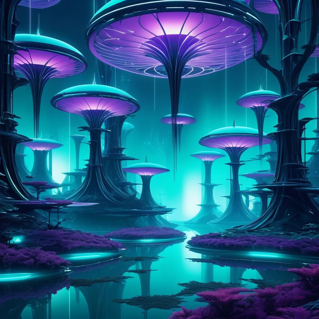 Surreal Futuristic Landscape with Floating Structures