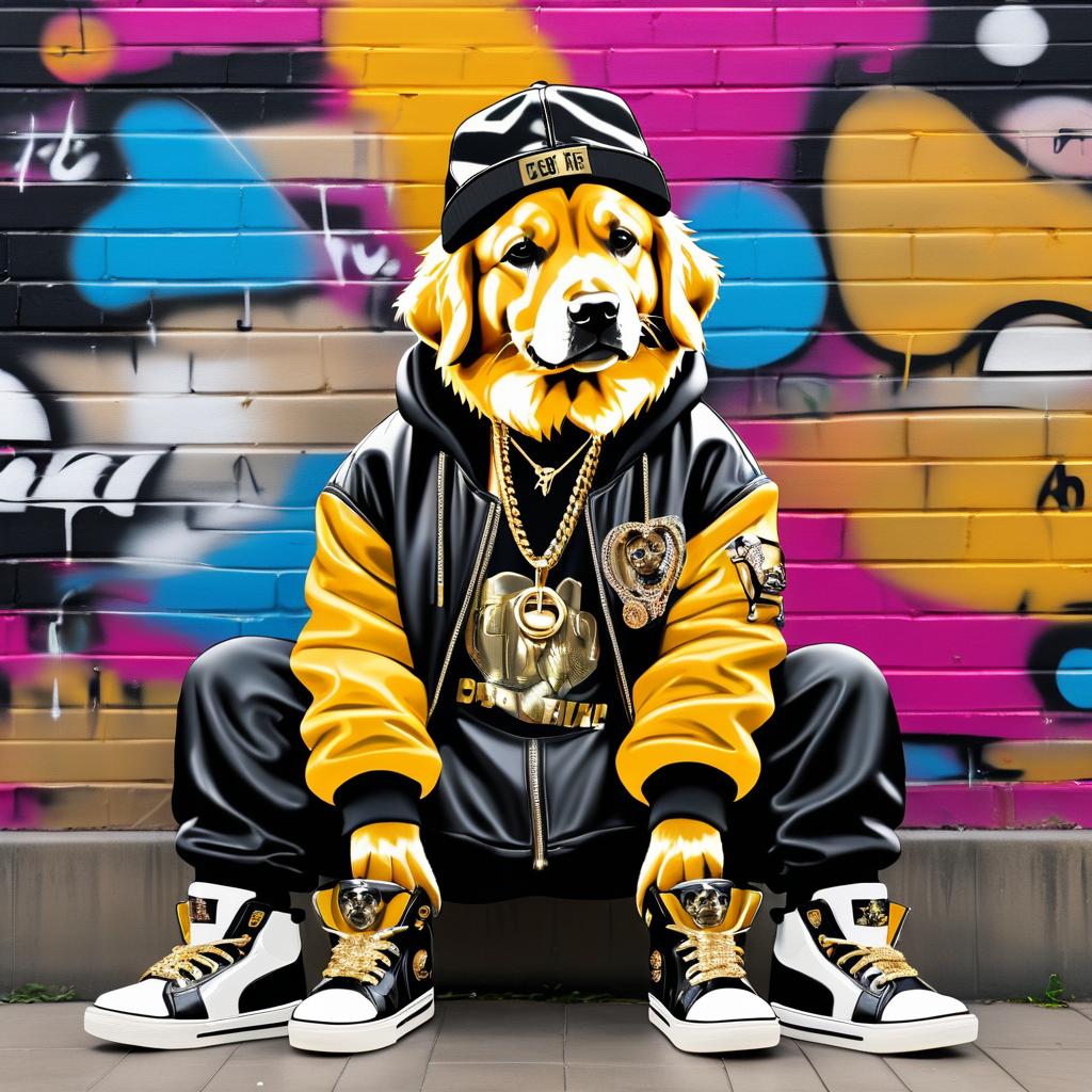 Gangster Golden Retriever Portrait