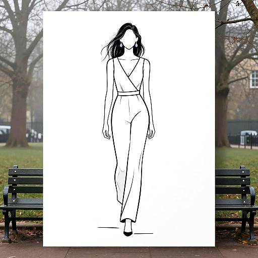 Minimalist Fashion Illustration with Lavender Accent