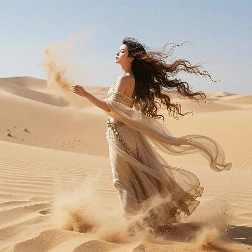 Mystical Sand Singer in Desert Oasis