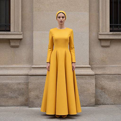 Woman in Mustard Yellow Dress