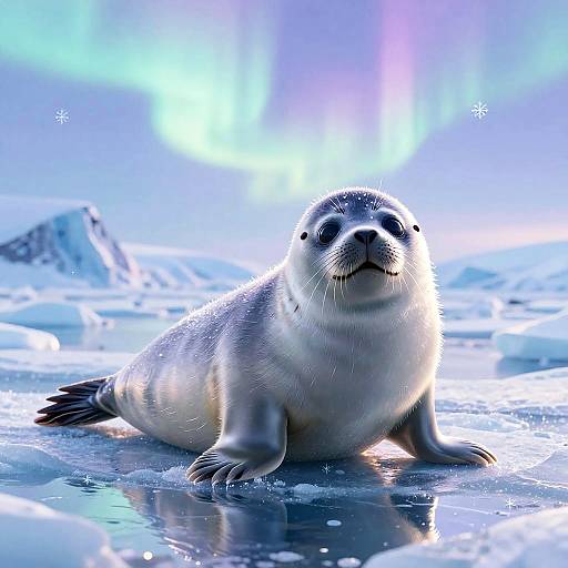 Playful Baby Seal in Arctic Glow